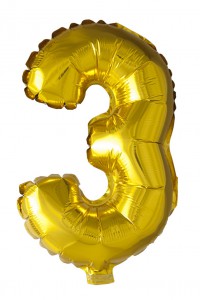 balloons - Foil Gold - Number 3